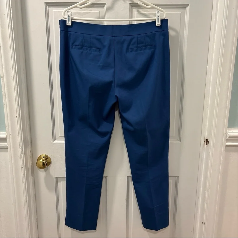 Tory Burch Women’s Seamed Dress Pants Size 12 Royal Blue Stretch Slit Hem  EUC